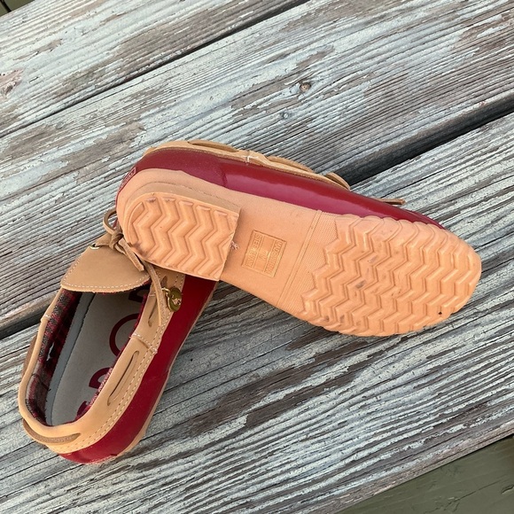Sporto Women’s Duck Rain Shoes Size: 7 Slip-on Color: Red And Brown Waterproof - Picture 7 of 9